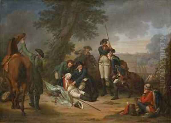 The Death of Field Marshal Schwerin at the Battle of Prague Oil Painting by Johann Christoph Frisch