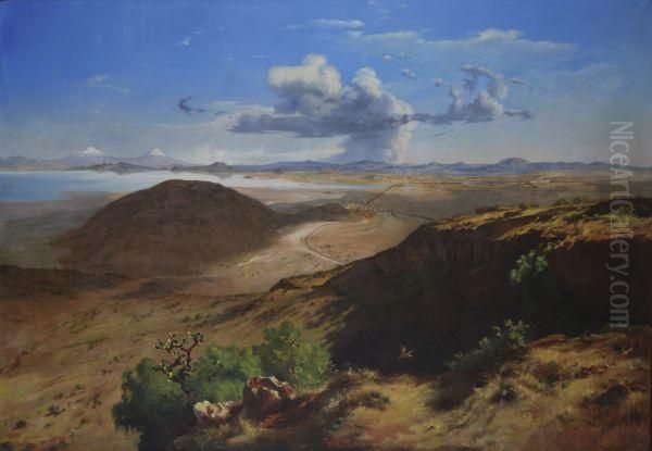 Valle De Mexico Desde El Cerro De Santa Isabel Oil Painting by Jose Maria Velasco