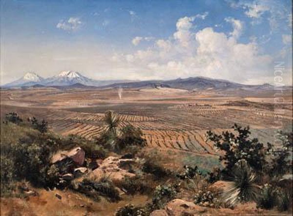 Hacienda De Chimalpa Oil Painting by Jose Maria Velasco