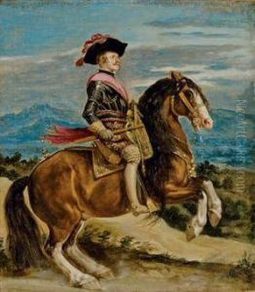 Portrait Equestre Du Roi Philippe Iv Oil Painting by Diego Rodriguez de Silva y Velazquez