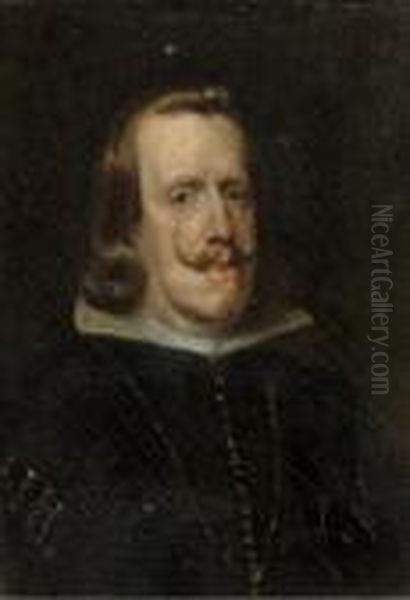 Portrait Of Philip Iv Of Spain, Bust Length, In Black Oil Painting by Diego Rodriguez de Silva y Velazquez