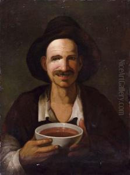 Ritratto Di Contadino Con Tazza Di Vino Oil Painting by Diego Rodriguez de Silva y Velazquez