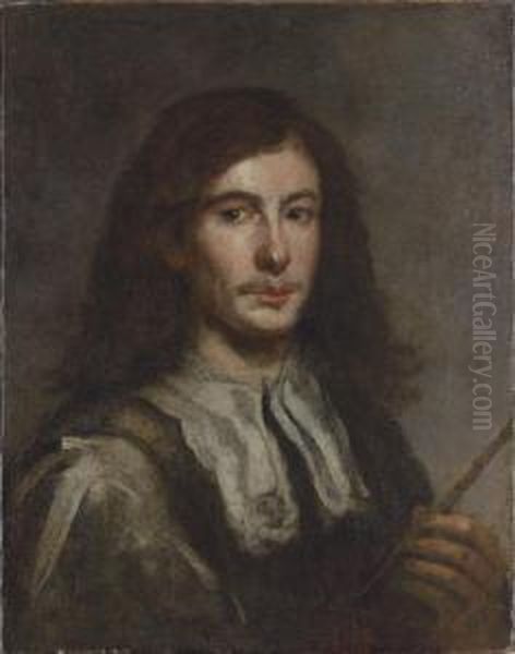 Portrait Of A Gentlemancollar, Holding A Flute Oil Painting by Diego Rodriguez de Silva y Velazquez