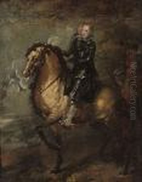 Equestrian Portrait Of King Philip Iv Of Spain (1605-1665), In A Landscape Oil Painting by Diego Rodriguez de Silva y Velazquez