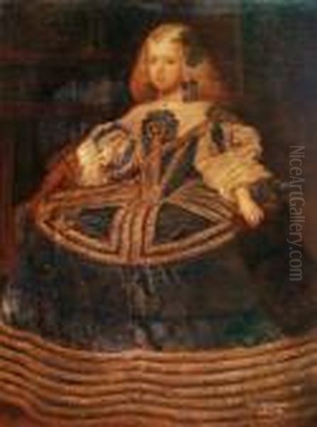 Infanta Margarita Teresa In A Blue Dress Oil Painting by Diego Rodriguez de Silva y Velazquez