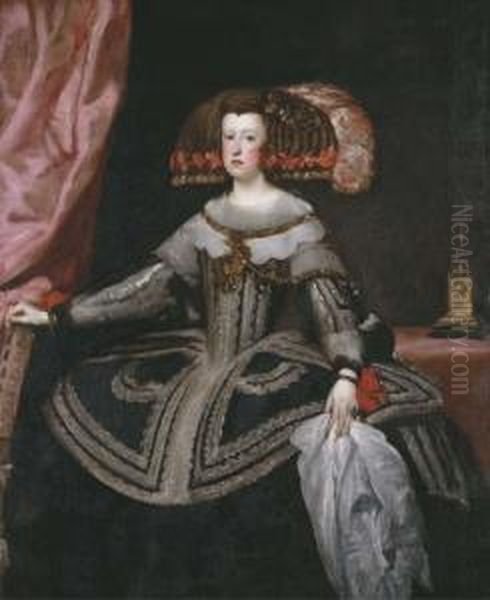 Portrait Of Mariana Of Austria, Queen Of Spain Oil Painting by Diego Rodriguez de Silva y Velazquez