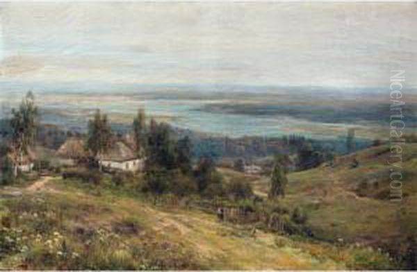 The Dniepr Valley Oil Painting by Ivan Avgustovich Vel'ts