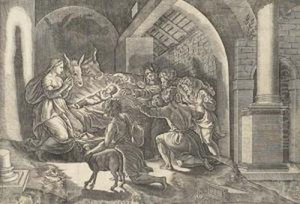 The Nativity Oil Painting by Agostino dei Musi