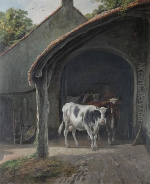 Leaving The Stable Oil Painting by Camille Vennemann