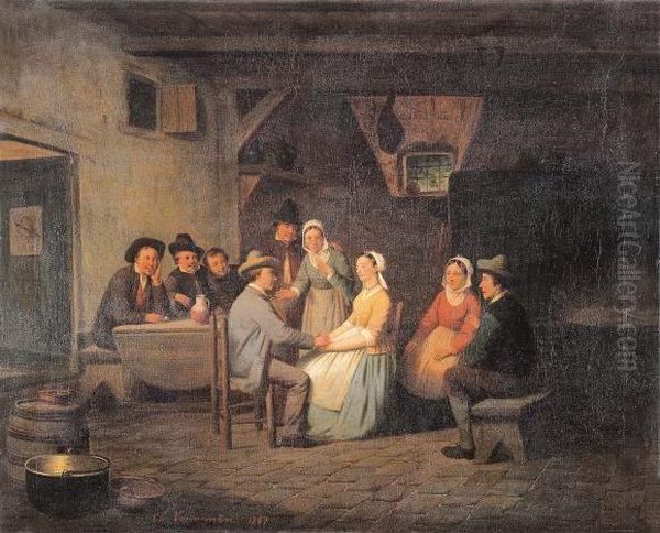 De Verloving (1867) Oil Painting by Camille Vennemann