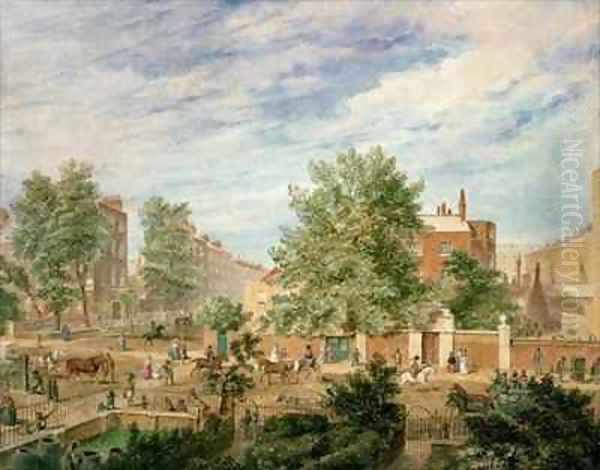 Marylebone Road at the Junction with Lisson Grove Showing the Philological School in Summer Oil Painting by T. Paul Fisher