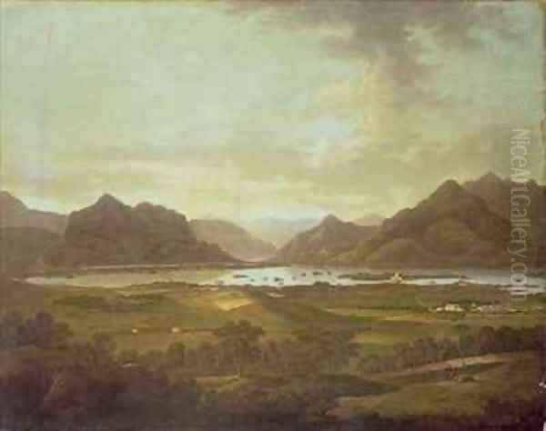 View of the Lakes and Mountains of Killarney Ireland Oil Painting by (attr.to) Fisher, Jonathan