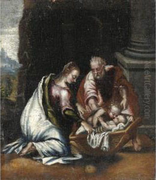 Sacra Famiglia Con San Giovannino Oil Painting by Marcello Venusti