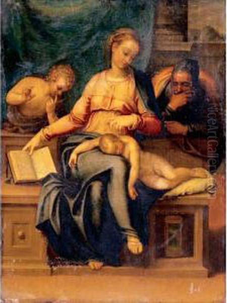 The Holy Family With Saint John The Baptist Oil Painting by Marcello Venusti