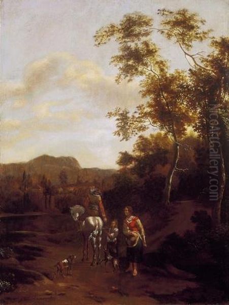 Rocky Italian Landscape With Figures Oil Painting by Adriaen Hendricksz. Verboom