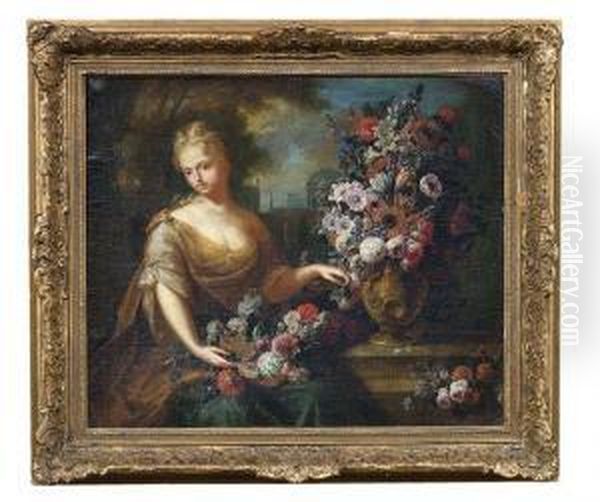 Portrait Einer Jungen Frau Als Flora Oil Painting by Gaspar-pieter The Younger Verbruggen