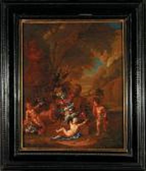 Niderlandy, Xvii/xviii W. Oil Painting by Gaspar-pieter The Younger Verbruggen