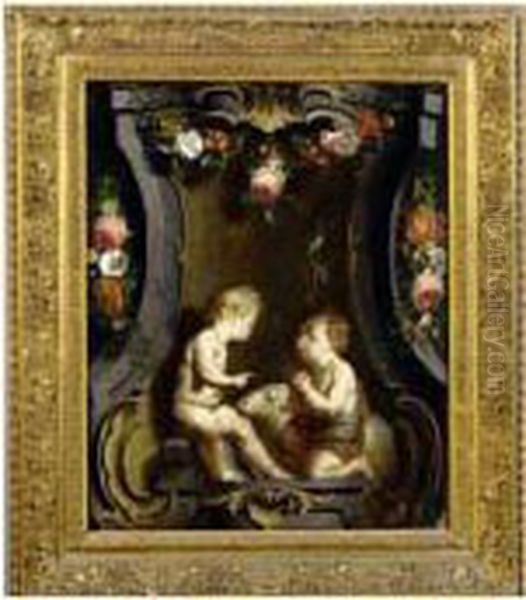 L'enfant Jesus Et Saint Jean-baptiste Oil Painting by Gaspar-pieter The Younger Verbruggen