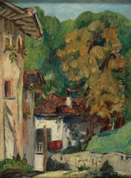 Casolari In Collina Oil Painting by Giulio Romano Vercelli