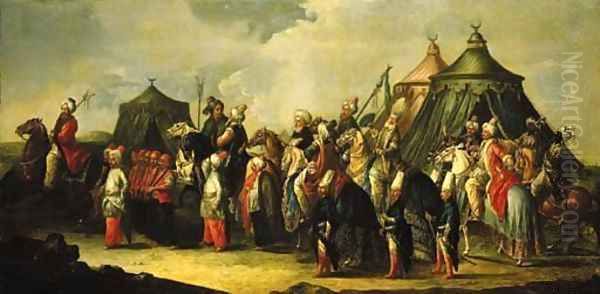 A triumphal procession of Turks Oil Painting by Francesco Fontebasso