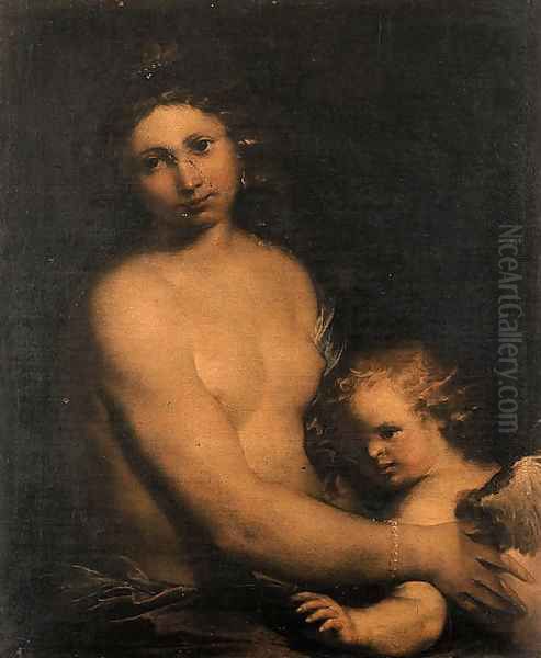 Venus and Cupid Oil Painting by Girolamo Forabosco