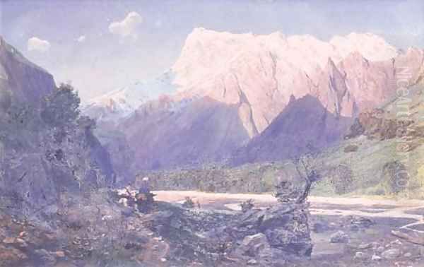 Ravine in the Caucasian Mountains Oil Painting by A. Freyman