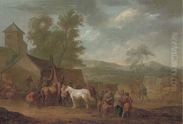 A Wooded Landscape With Horses Oil Painting by Jan Peeter Verdussen