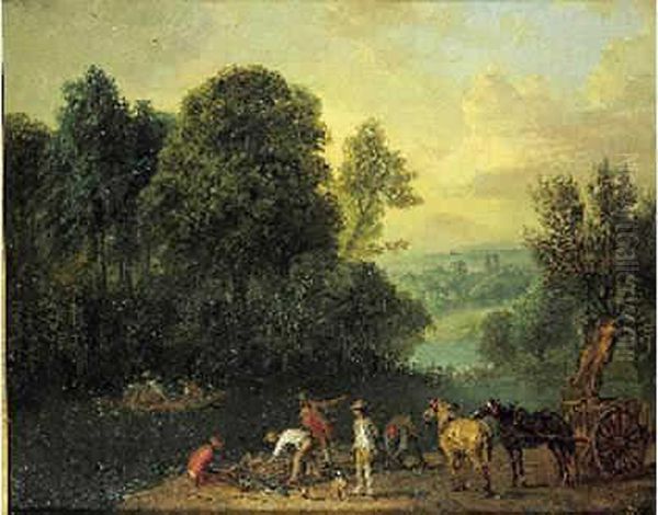 Les Pecheurs Pres De La Riviere Oil Painting by Jan Peeter Verdussen