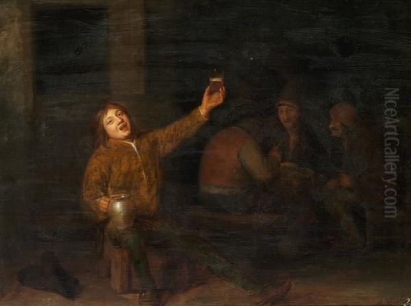 Merry Men In A Tavern Oil Painting by Pieter Harmensz Verelst