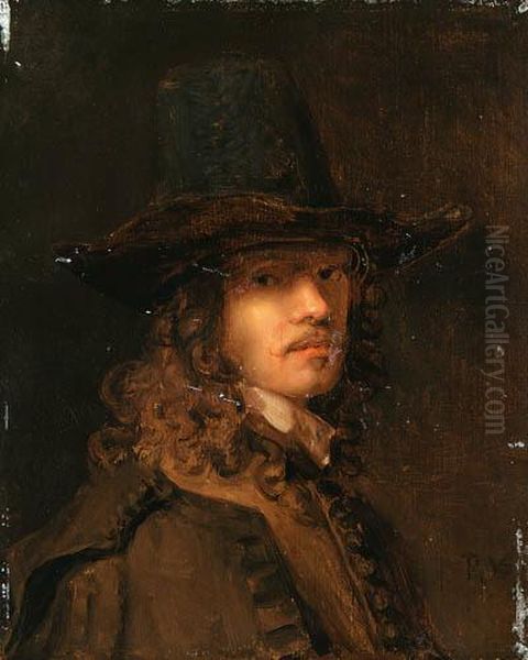 Portrait Of A Man, Bust-length, In A Brown Coat And Hat Oil Painting by Pieter Harmensz Verelst