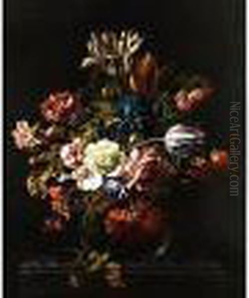 Stilleben Mit Blumen In Vase Oil Painting by Simon Pietersz. Verelst