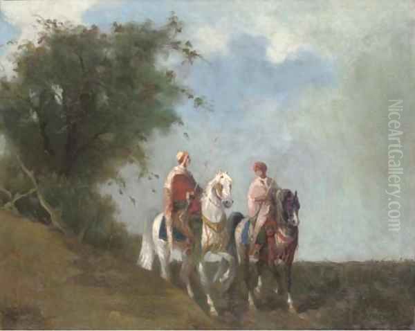 Arab huntsmen Oil Painting by Eugene Fromentin