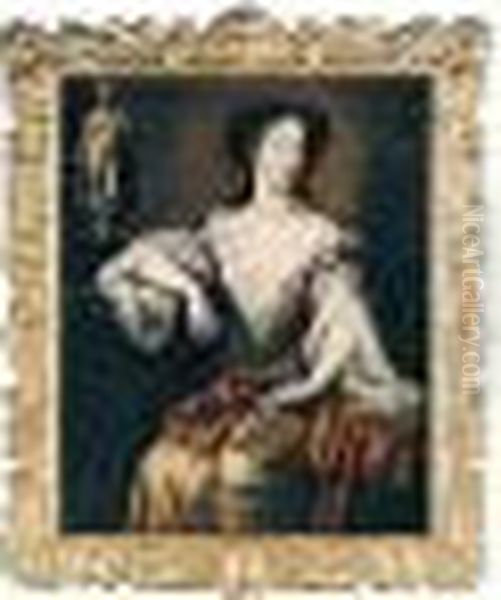 Portrait Of Mary Of Modena (1658-1718) Oil Painting by Simon Pietersz. Verelst