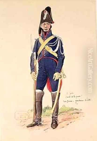 Elite soldier of the Imperial Guard during the Cent Jours Oil Painting by Fort, E.