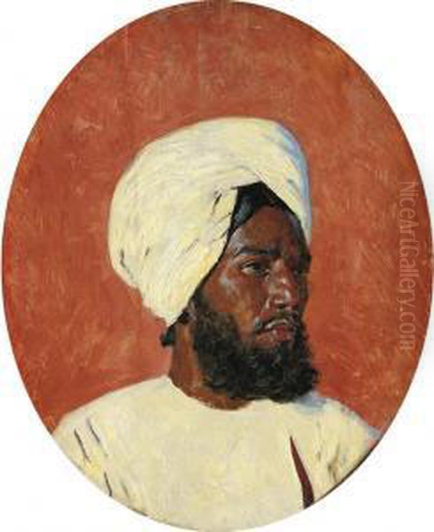 Portrait Of An Indian Man Oil Painting by Vasili Vasilyevich Vereshchagin