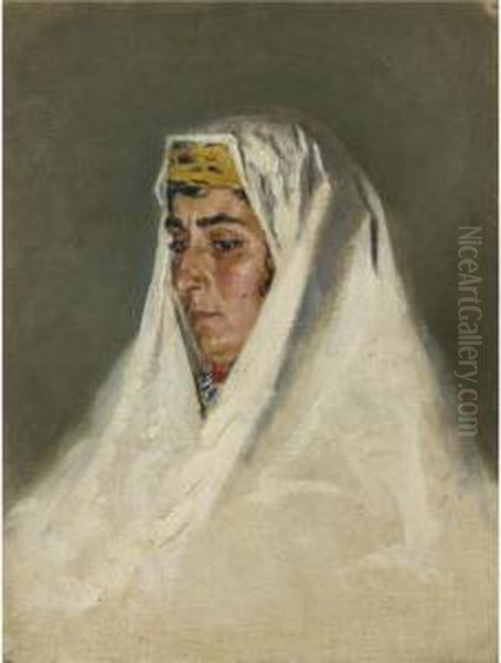 Arab Woman In Jerusalem Oil Painting by Vasili Vasilyevich Vereshchagin