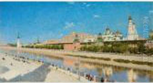 View Of The Moscow Kremlin Oil Painting by Vasili Vasilyevich Vereshchagin