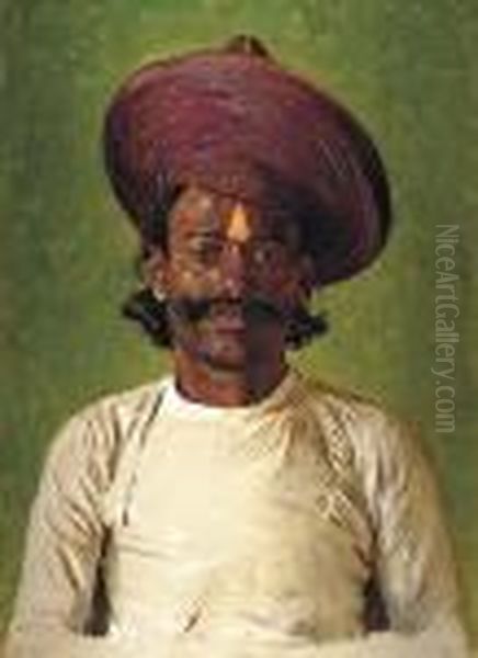 Portrait Of An Indian Man Oil Painting by Vasili Vasilyevich Vereshchagin