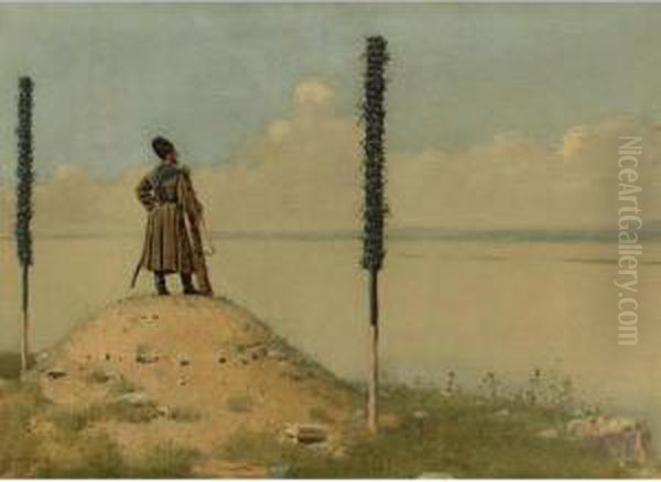 Cossack Picket On The Danube Oil Painting by Vasili Vasilyevich Vereshchagin