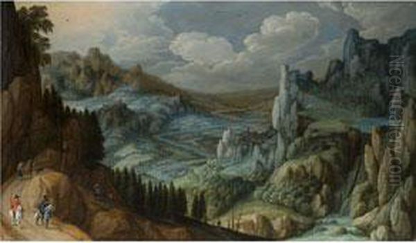 Fantasielandschaft Oil Painting by Tobias van Haecht (see Verhaecht)