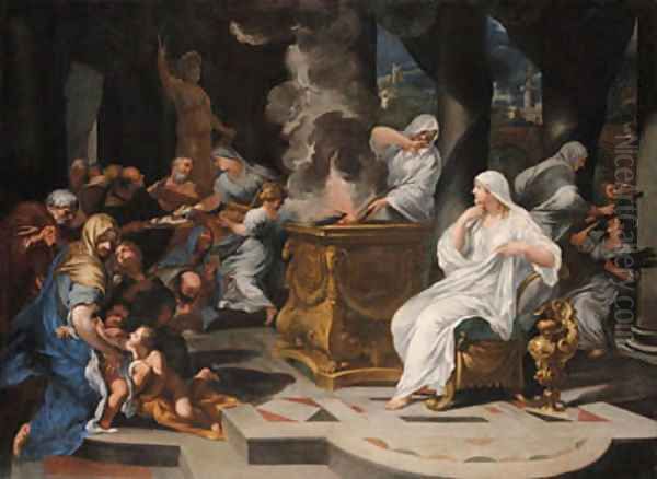 The Virgins tending the fire in the Temple of Vesta Oil Painting by Ciro Ferri