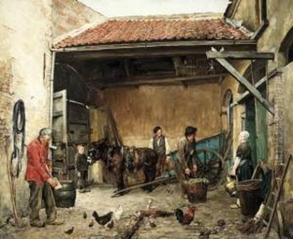 Cour De Ferme En Flandre Oil Painting by Pieter Verhaert