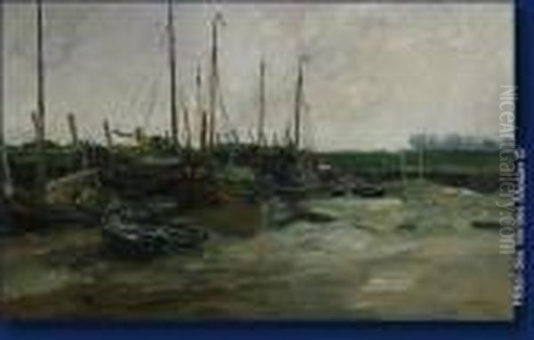 Bateaux Echoues Oil Painting by Pieter Verhaert