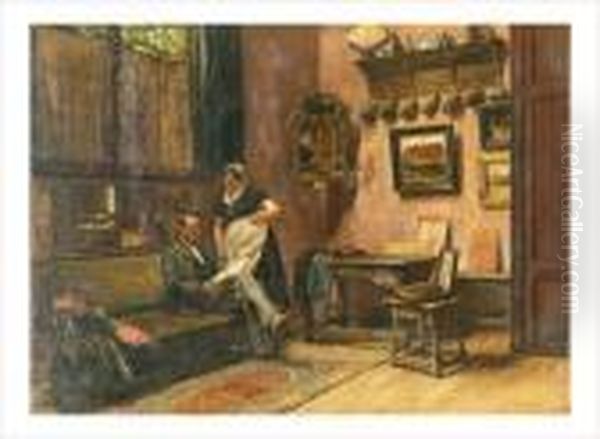 Le Peintre Dans Son Atelier Oil Painting by Pieter Verhaert