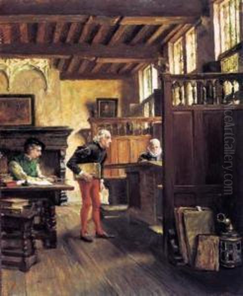 De Kamer Van De Correctoren In De Drukkerij Plantijn Te Antwerpen (1896) Oil Painting by Pieter Verhaert