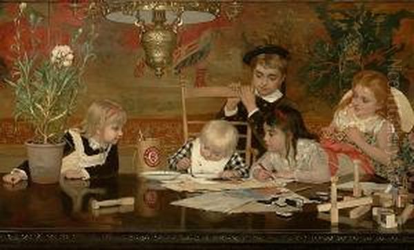 Les Petits Artistes Oil Painting by Jan Francios Verhas