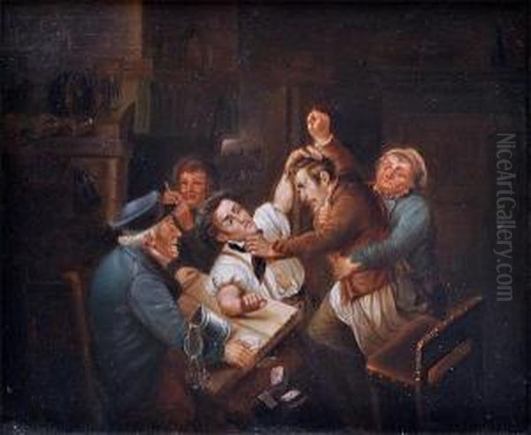 ''the Gamblers Oil Painting by Francois Verheyden