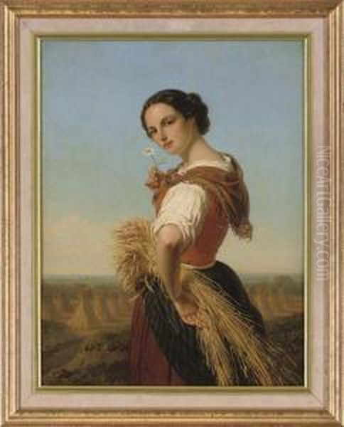 A Harvest Beauty Oil Painting by Francois Verheyden