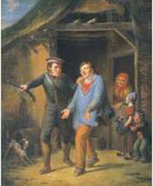 Le Braconnier Et Le Garde-chasse (1837) Oil Painting by Francois Verheyden