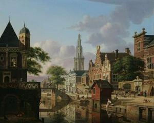 View Of Utrecht Oil Painting by Jan Hendrik Verheijen